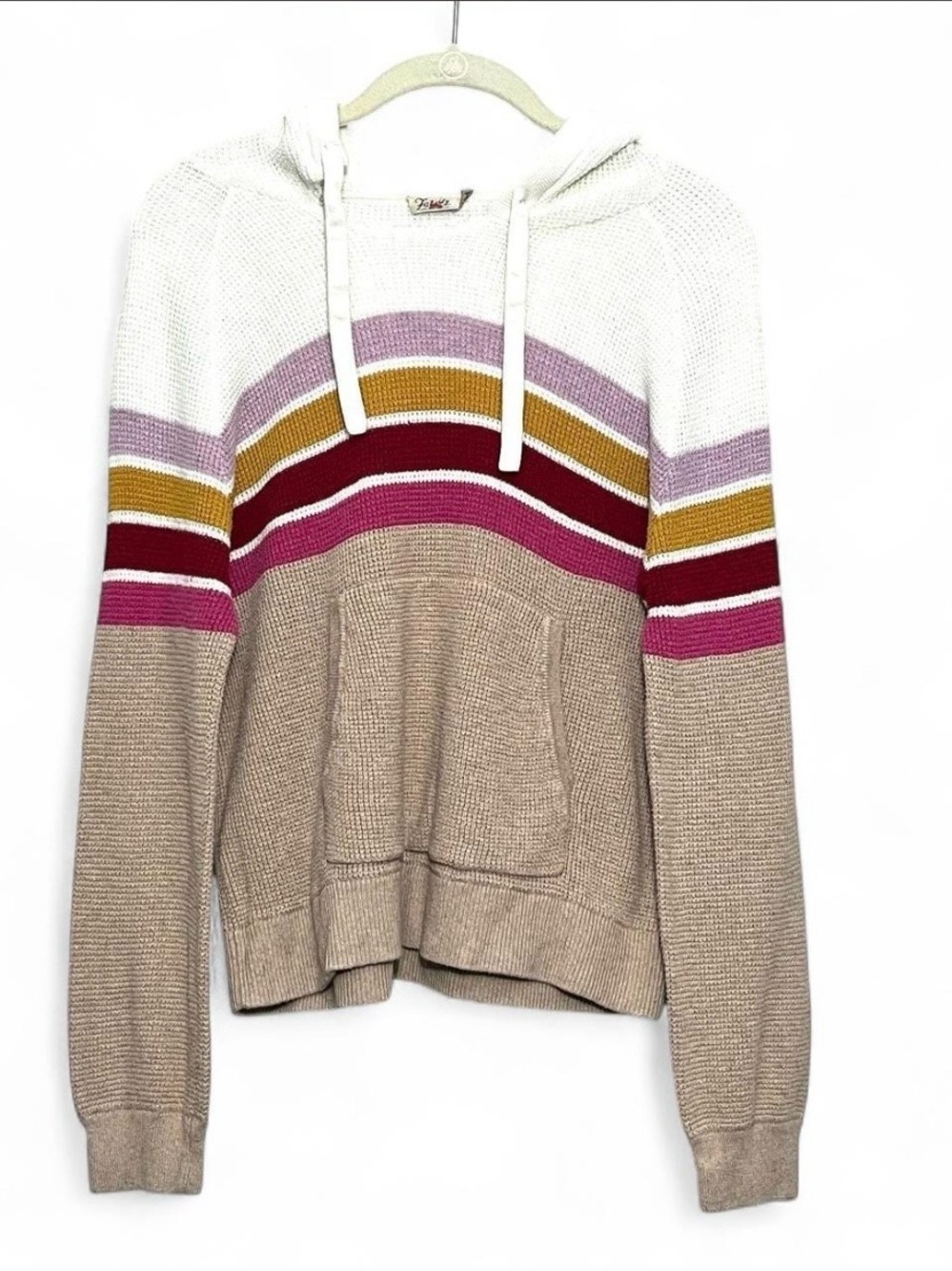 Faherty Throwback Hoodie Organic Cotton Cashmere Blend Waffle Knit Sweater Small
